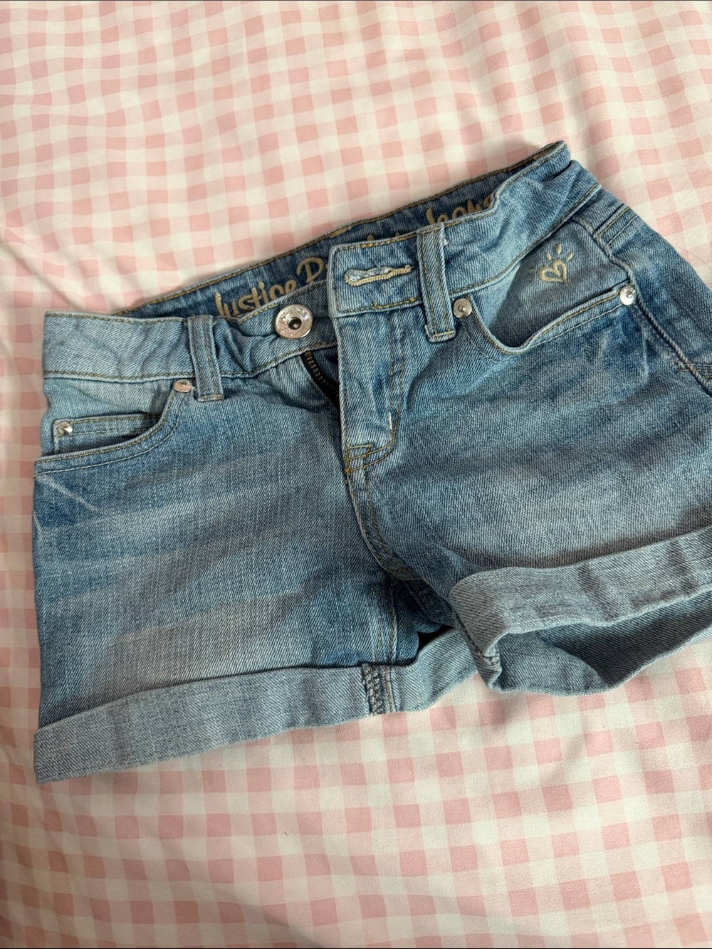 Justice Light Blue Rolled-Hem Denim Shorts